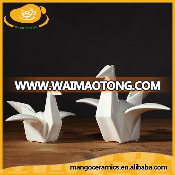 Ceramic porcelain origami crane decoration for home